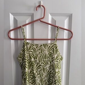 Tropical green & white summer mini dress 🌀